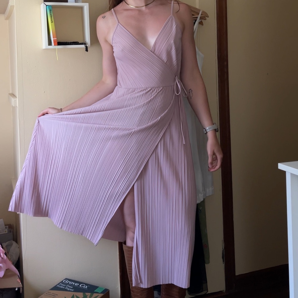 Elegant Pink Wrap Dress